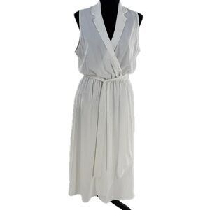 Sheike Australia White Sheer Faux Wrap Sleeveless Midi Dress Size AU 12, US 8